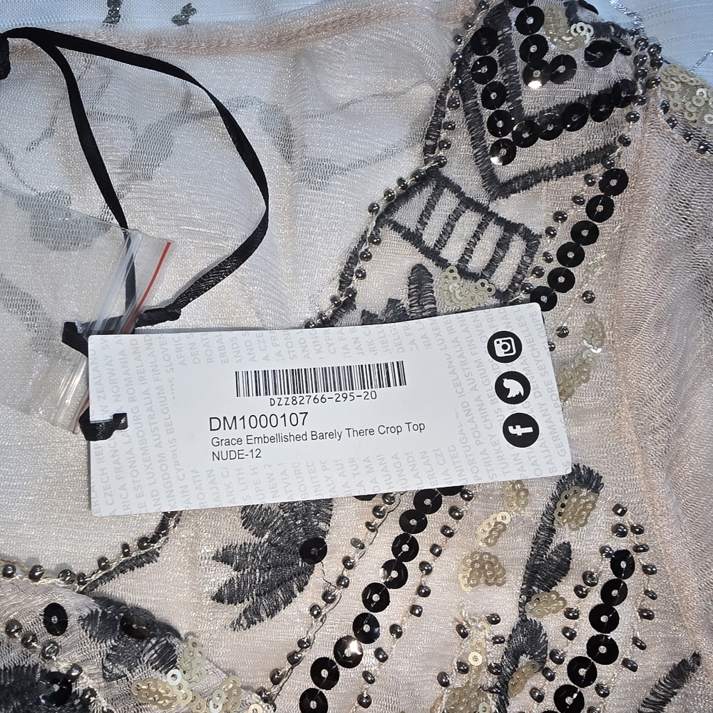 Grace Embellished Barely There Crop Top Size 8 - Picture 11 of 11